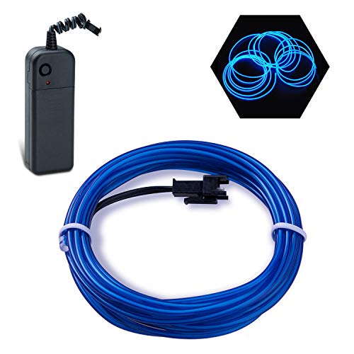 Podazz Flexibel Neon Beleuchtung Draht Lichtschlauch Leuchtschnur EL Kabel Wire mit 3 Modes für Partybeleuchtung (Blau, 10ft) von Podazz