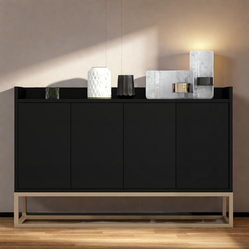 Poeahu Sideboard Schwarz 120cm Breit Küchenschrank mit Arbeitsplatte Buffetschrank mit 4 Türen Küchenbuffet mit verstellbaren Ablagen für Esszimmer Wohnzimmer Küche 120x30x80 cm Poeahu Sideboard Schwarz 120cm Breit Küchenschrank mit Arbeitsplatte Buffetschrank mit 4 Türen Küchenbuffet mit verstellbaren Ablagen für Esszimmer Wohnzimmer Küche 120x30x80 cm von Poeahu