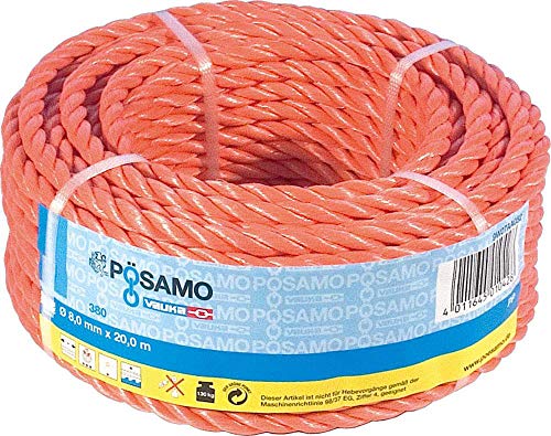 PP-Seil 12mm gedreht orange SB-Ring 20m von Pösamo