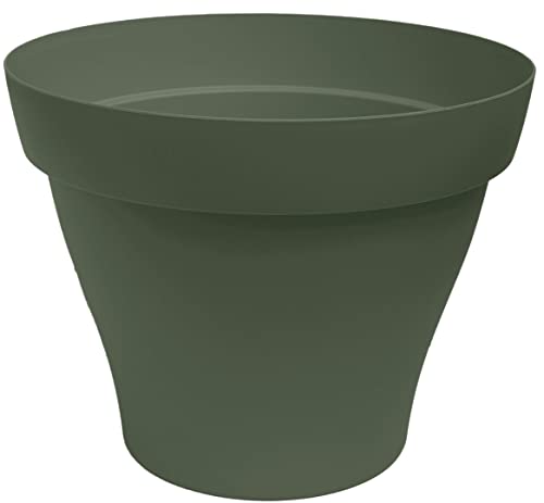 POETIC - Blumentopf für Indoor und Outdoor - Rundes Pflanzgefäß - Farbe Khaki - Aus recyceltem Kunststoff - 21 x H16,3 cm - 2,7 Liter von Poétic