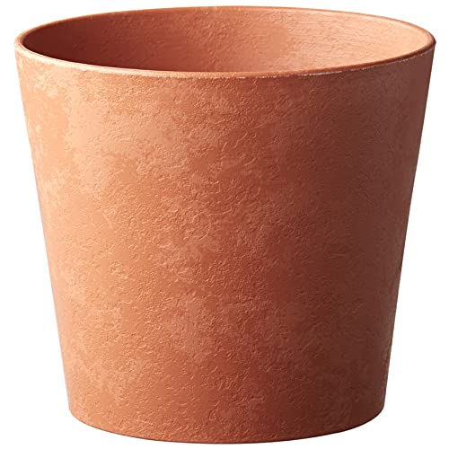 POETIC- Runder Blumentopf für den Innenbereich – Pflanztopf mit natürlicher Marmor-Optik – Farbe Terrakotta – 14,5 x H. 13,1 cm – Aus 100 Prozent recyceltem Kunststoff von Poétic