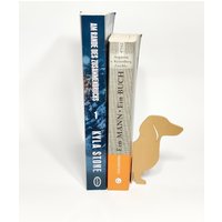 Dackel Buchstütze - Handgefertigte Hunde-Deko Für Bücherregal & Schreibtisch | Perfektes Geschenk Dackel-Liebhaber von PoetischWohnen