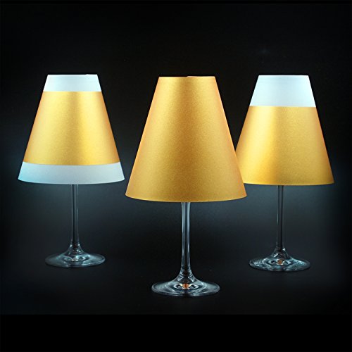 POETRY LIGHT · Goldene Lampenschirme für Weingläser mit Teelicht · aus Transparentpapier zum Zusammenstecken (3 x MIX (jede Sorte ein Mal)) von Poetry Light