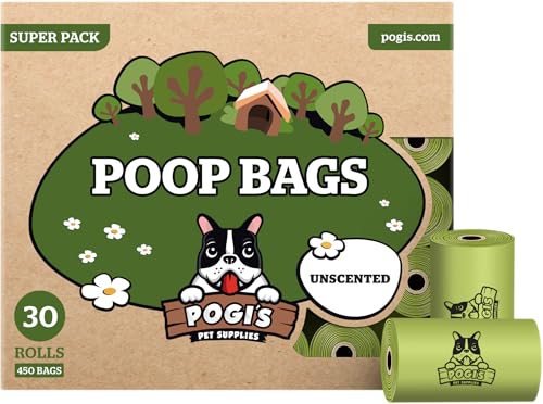 Pogi Hundekotbeutel – ohne Duft, auslaufsicher und robust, geeignet für große Hunde – 450 Beutel (30 Rollen) von Pogi's Pet Supplies