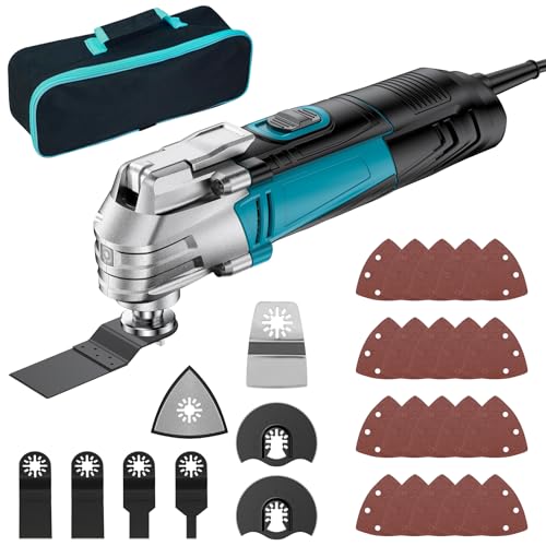 Oszillationswerkzeug, 300W Multifunktionswerkzeug mit 23 Zubehör, 6 Variable Geschwindigkeit 10000-22000RPM Multitool,3° Oszillationswinkel Multimaster zum Schneiden, Schnitzen, Polieren von Pohicoo
