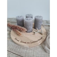 Adventskranz Aus Massivholz Eiche | Adventsbrett Advent, Advent Adventsdeko Weihnachtsdeko Ø 32cm Pohmer Design von PohmerDesign