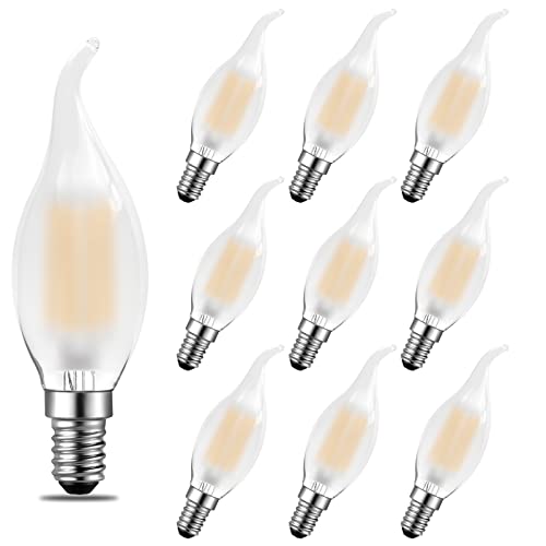 Poinivo E14 Kerze Dimmbar LED Glühbirne,4W Vintage C35 kerzenform Lampe für Kronleuchter,E14 4W Vintage Edison kerzenlampe,2700K Warmweiß,350lm E14 LED Birne,Ersatz für 35W,Dimmbar,Matt,10er Pack von Poinivo