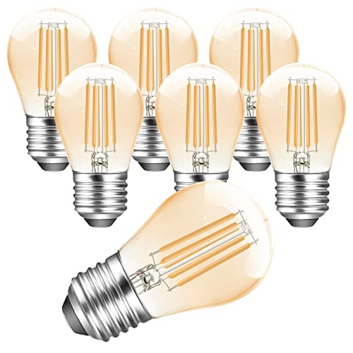 Poinivo E27 LED Glühbirne,4W Dimmbar G45 Vintage Edison Birne,2700K Warmweiß,350lm E27 LED Filament Leuchtmittel,Ersatz für 35W Glühlampe,Dimmbar,Amber,6er Pack von Poinivo