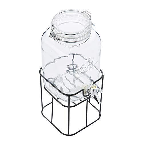 Point-Virgule 3,6L Getränkespender Dispenser aus Glas mit Zapfhahn und Metallhalter , Ständer in Weckglas-Optik von Point-Virgule