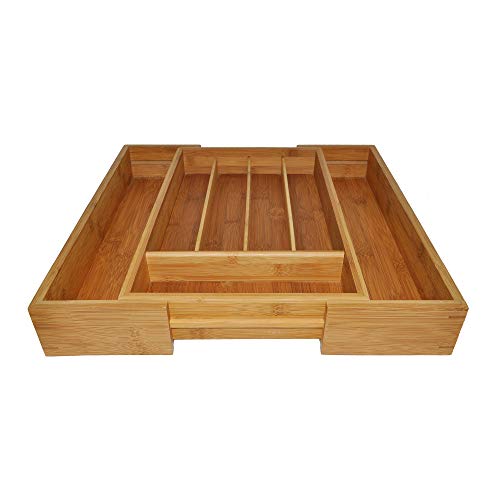 Point-Virgule Ausziehbare Besteckkasten für Schubladen aus Bambus, Küchenschublade Organiser und Trennsystem, 40.5x26.5x6.5 cm von Point-Virgule
