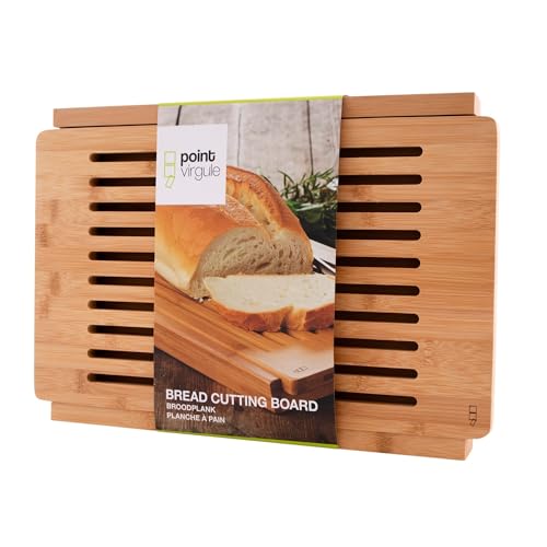 Point Virgule Brotschneidebrett mit krümelrost, Schneidebrett mit Auffangschale, Schneidebrett Brot, 40x27x3,5cm von Point-Virgule