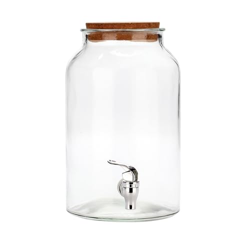 Point-Virgule Round Drinks Dispenser Garden Drinks/Water Dispenser Glass Includes Juice Dispenser with 5.6 Litre Capacity with Cork Lid, Perfect for Your Summer Punch – Simple, Clean Design von Point-Virgule