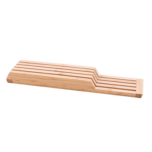 Schublade Messerblock ohne Messer aus Bambus Holz, Ausziehbar, für Koch, Steak, Brot oder Japanisches Messer und Besteck, Küchen Zubehör, 43x9.5x4cm von Point-Virgule