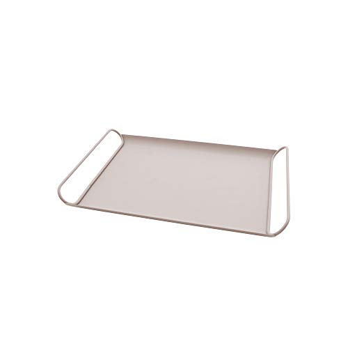 Point-Virgule Serviertablett aus Metall mit Handgriffe, Trendiger deko tablett für Küche, Puder rosa Satin, 37.5x25.5x4cm von Point-Virgule