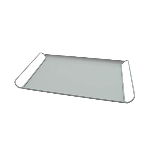 Point-Virgule Serviertablett aus Metall mit Handgriffe, Trendiger deko tablett für Küche, Salbeigrün Satin 45x29x4 cm von Point-Virgule