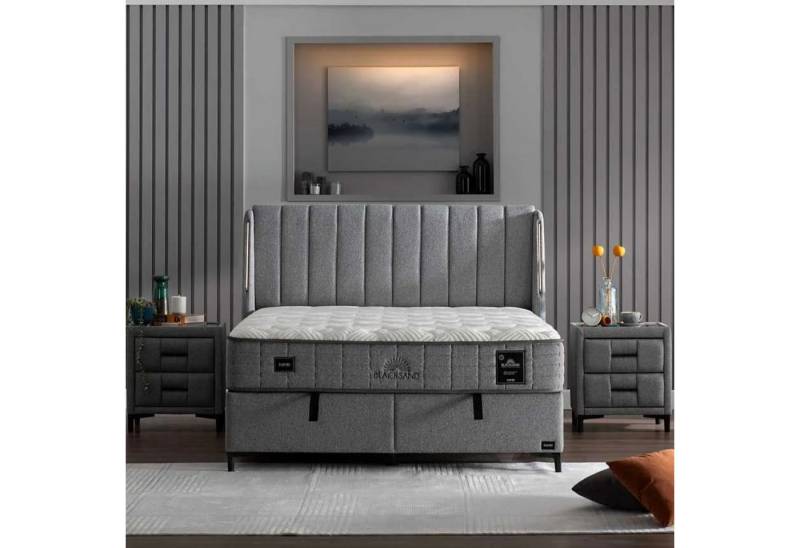 Pointhome Boxspringbett Set, Blacksand, Schlafzimmerbett, Funktionsbett, H4 (Hart) (1 x Matratze, 2 x Bettkasten, 1 x Bettkopfteil), Magnetischer Schwarzer Sand, Taschenfederkern, Matratzenhöhe: 32 cm von Pointhome