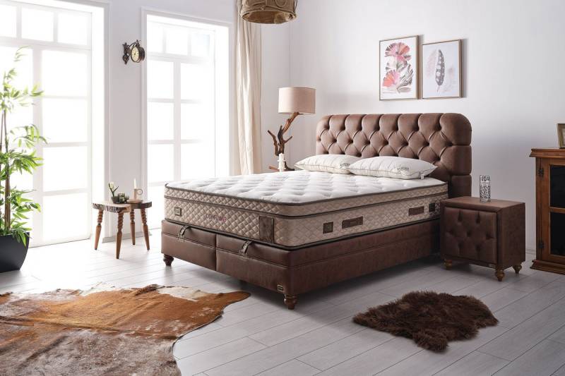 BAMBI YATAK Boxspringbett Set, Bambi Comfizone, Schlafzimmerbett, Matratze, H2/H5 Verstellbarem (1 x Matratze, 2 x Bettkasten, 1 x Bettkopfteil), Matratze mit verstellbarem Härtegrad (H2/H5), Matratzenhöhe: 33 cm von BAMBI YATAK