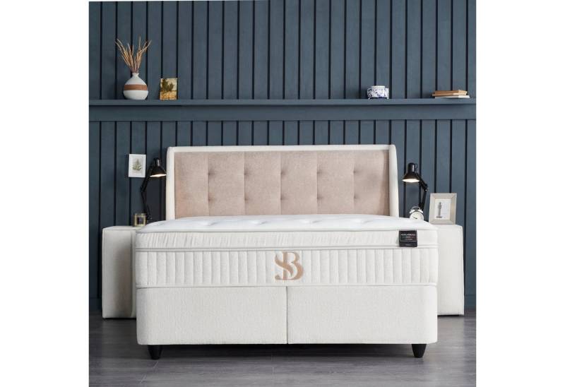 Pointhome Boxspringbett Set, PerlaBedd, Bett-Set ohne oder mit Nachttischen (1x H3/H4Matratze, 2xBettkasten, 1xBettkopfteil, 2 optionale Nachttisch), 5-lagige einseitige Taschenfederkern-Matratze, Betthöhe 34 cm von Pointhome