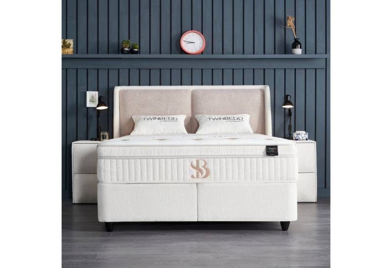 Pointhome Boxspringbett Set, TwinBedd, Bett-Set ohne oder mit Nachttischen (1x H3/H4Matratze, 2xBettkasten, 1xBettkopfteil, 2 optionale Nachttisch), 5-lagige einseitige Taschenfederkern-Matratze, Betthöhe 34 cm von Pointhome