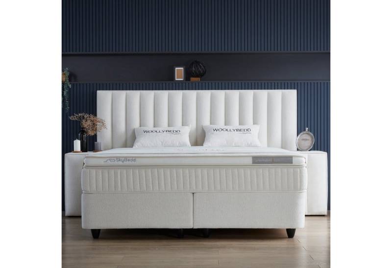 Pointhome Boxspringbett Set, WoollyBedd, Bett-Set ohne oder mit Nachttischen (1x H3/H4Matratze, 2xBettkasten, 1xBettkopfteil, 2 optionale Nachttisch), 5-lagige einseitige Taschenfederkern-Matratze, Betthöhe 34 cm von Pointhome