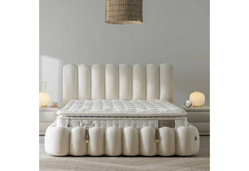 BAMBI YATAK Boxspringbett Set, Bambi Vanilla, Schlafzimmerbett, Matratze mit Topper, H3 Mittel (1 x H3 Mittelfest Matratze, 2 x Bettkasten, 1 x Bettkopfteil), Taschenfederkern, Matratzenhöhe: 34 cm von BAMBI YATAK