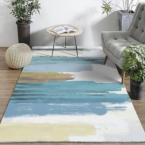 Poisrien Teppich Wohnzimmer Große 160 x 230 cm, Weicher Kurzflor Teppich Schlafzimmer, Waschbar und Anti Rutsch für Küche, Deko Moderne Abstrakte Tinte Stil Blau Poisrien Teppich Wohnzimmer Große 160 x 230 cm, Weicher Kurzflor Teppich Schlafzimmer, Waschbar und Anti Rutsch für Küche, Deko Moderne Abstrakte Tinte Stil Blau von Poisrien
