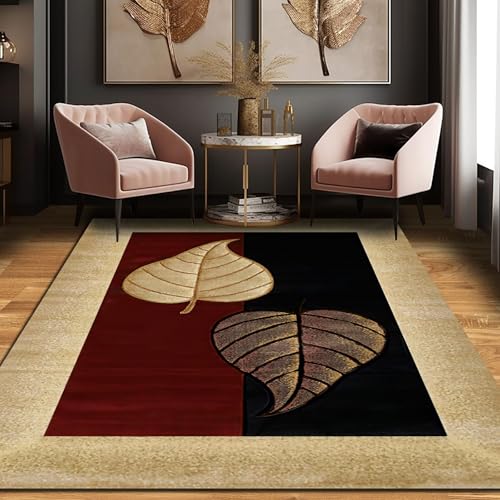 Poisrien Teppich Wohnzimmer Große 160 x 280 cm, Kurzflor Schlafzimmer Teppich, Waschbar mit Anti Rutsch für Küche und Esszimmer Moderne Blattbraune Nähte Poisrien Teppich Wohnzimmer Große 160 x 280 cm, Kurzflor Schlafzimmer Teppich, Waschbar mit Anti Rutsch für Küche und Esszimmer Moderne Blattbraune Nähte von Poisrien