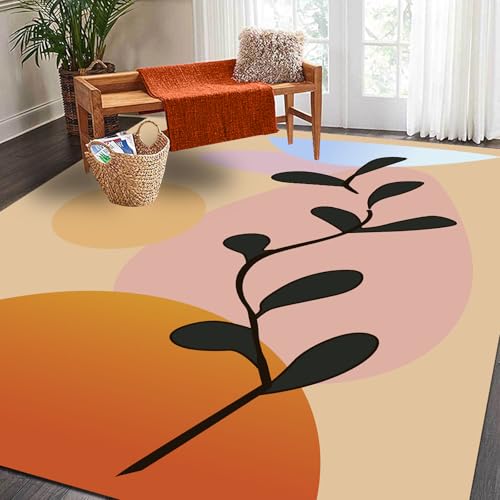 Poisrien Teppich Wohnzimmer Waschbar 120 x 160 cm, Kurzflor Anti Rutsch Weich, für Schlafzimmer, Küche, Esszimmer und Büro geeignet Moderne Abstrakte Blumen Und Orange Poisrien Teppich Wohnzimmer Waschbar 120 x 160 cm, Kurzflor Anti Rutsch Weich, für Schlafzimmer, Küche, Esszimmer und Büro geeignet Moderne Abstrakte Blumen Und Orange von Poisrien