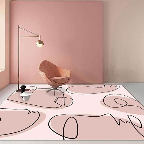Poisrien Teppich Wohnzimmer Waschbar 120 x 160 cm, Kurzflor Anti Rutsch Weich, für Schlafzimmer, Küche, Esszimmer und Büro geeignet Moderne Abstrakte Linien Hellrot Poisrien Teppich Wohnzimmer Waschbar 120 x 160 cm, Kurzflor Anti Rutsch Weich, für Schlafzimmer, Küche, Esszimmer und Büro geeignet Moderne Abstrakte Linien Hellrot von Poisrien