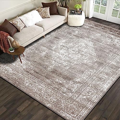 Poisrien Teppich Wohnzimmer Waschbar 120 x 180 cm, Anti Rutsch und Waschbar, für Badezimmer, Küche, Büro und schmalen Flur Retro Alten Tintenstil Grau von Poisrien