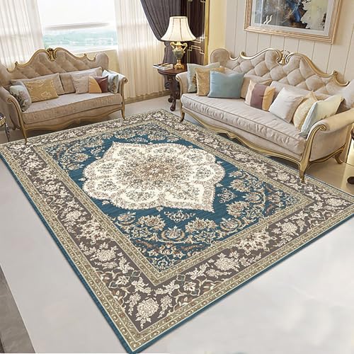 Poisrien Teppich Wohnzimmer Waschbar 140 x 200 cm, Kurzflor Teppich Schlafzimmer, für Küche, Jugendzimmer und Esszimmer Ethnische Blaue Blumen Poisrien Teppich Wohnzimmer Waschbar 140 x 200 cm, Kurzflor Teppich Schlafzimmer, für Küche, Jugendzimmer und Esszimmer Ethnische Blaue Blumen von Poisrien
