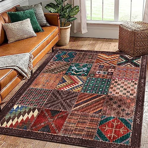 Poisrien Teppich Wohnzimmer Waschbar 70 x 140 cm, Kurzflor mit Anti Rutsch Unterseite, für Schlafzimmer, Büro, Küche und Esszimmer Retro Ethnisches Braun Poisrien Teppich Wohnzimmer Waschbar 70 x 140 cm, Kurzflor mit Anti Rutsch Unterseite, für Schlafzimmer, Büro, Küche und Esszimmer Retro Ethnisches Braun von Poisrien