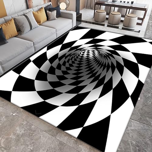 Poisrien Teppich Wohnzimmer Waschbar 80 x 120 cm, rutschfest und Weich, ideal für Schlafzimmer, Küche, Bad, Büro, Flur, Esszimmer Moderne Abstrakte Geometrische Schwarz Weiß Poisrien Teppich Wohnzimmer Waschbar 80 x 120 cm, rutschfest und Weich, ideal für Schlafzimmer, Küche, Bad, Büro, Flur, Esszimmer Moderne Abstrakte Geometrische Schwarz Weiß von Poisrien