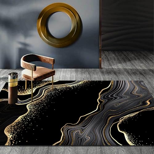 Teppich Wohnzimmer Große 180 x 200 cm, Schlafzimmer Kurzflor Teppich, Anti-Rutsch und Waschbar für Küche, Esszimmer Moderner Schwarzer Tintenstil Teppich Wohnzimmer Große 180 x 200 cm, Schlafzimmer Kurzflor Teppich, Anti-Rutsch und Waschbar für Küche, Esszimmer Moderner Schwarzer Tintenstil von Poisrien