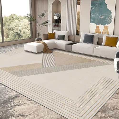 Teppich Wohnzimmer Waschbar 110 x 190 cm, Schlafzimmer Teppich Kurzflor rutschfest, perfekt für Büro, Küche, Esszimmer Modernes Geometrisches Patchwork Beige Teppich Wohnzimmer Waschbar 110 x 190 cm, Schlafzimmer Teppich Kurzflor rutschfest, perfekt für Büro, Küche, Esszimmer Modernes Geometrisches Patchwork Beige von Poisrien