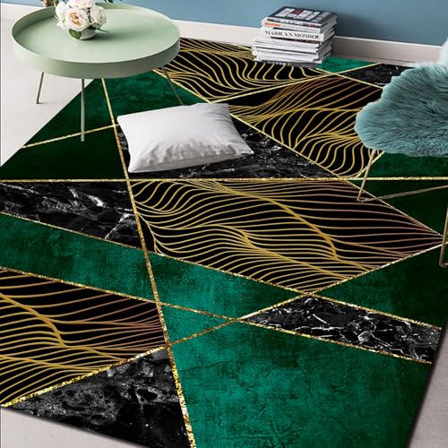 Teppich Wohnzimmer Waschbar 120 x 160 cm, Kurzflor Anti Rutsch Weich, für Schlafzimmer, Küche, Esszimmer und Büro geeignet Modernes Abstraktes Geometrisches Grün Teppich Wohnzimmer Waschbar 120 x 160 cm, Kurzflor Anti Rutsch Weich, für Schlafzimmer, Küche, Esszimmer und Büro geeignet Modernes Abstraktes Geometrisches Grün von Poisrien