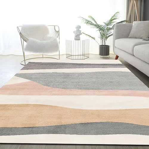 Teppich Wohnzimmer Waschbar 120 x 180 cm, Anti Rutsch und Waschbar, für Badezimmer, Küche, Büro und schmalen Flur Moderner Tintenstil, Farbe Grau von Poisrien