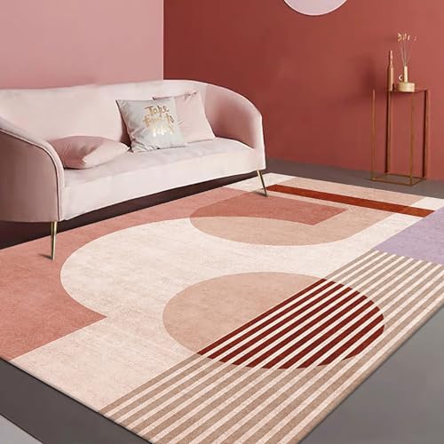 Teppich Wohnzimmer Waschbar 130 x 200 cm, Weich und rutschfest, Kurzflor für Schlafzimmer, Küche und Büro Modernes Geometrisches Patchwork Hellrot Teppich Wohnzimmer Waschbar 130 x 200 cm, Weich und rutschfest, Kurzflor für Schlafzimmer, Küche und Büro Modernes Geometrisches Patchwork Hellrot von Poisrien