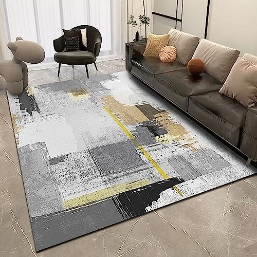 Teppich Wohnzimmer Waschbar 150 x 200 cm, Kurzflor Teppich Schlafzimmer, waschbar für Küche, Bad und Esszimmer Moderner Tintenstil In Grau Teppich Wohnzimmer Waschbar 150 x 200 cm, Kurzflor Teppich Schlafzimmer, waschbar für Küche, Bad und Esszimmer Moderner Tintenstil In Grau von Poisrien