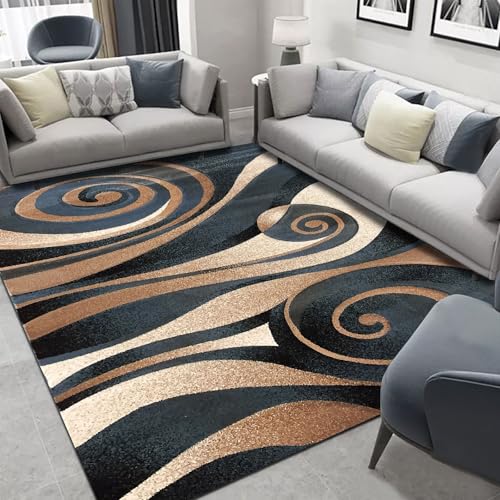 Teppich Wohnzimmer Waschbar 80 x 120 cm, rutschfest und Weich, ideal für Schlafzimmer, Küche, Bad, Büro, Flur, Esszimmer Modernes Abstraktes Geometrisches Grau von Poisrien