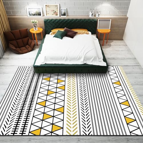 Teppich Wohnzimmer Waschbar 90 x 150 cm, Kurzflor rutschfest, ideal für Schlafzimmer, Küche, Flur und Home-Office Modernes Geometrisches Muster In Grau Teppich Wohnzimmer Waschbar 90 x 150 cm, Kurzflor rutschfest, ideal für Schlafzimmer, Küche, Flur und Home-Office Modernes Geometrisches Muster In Grau von Poisrien