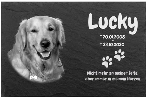 Pokal Center Westerheider Gedenkstein mit Foto & Text, Gedenktafel mit personalisierter Gravur für Hunde, Katzen, Haustiere Tiergrabstein aus Naturschiefer 30 x 20 cm Pokal Center Westerheider Gedenkstein mit Foto & Text, Gedenktafel mit personalisierter Gravur für Hunde, Katzen, Haustiere Tiergrabstein aus Naturschiefer 30 x 20 cm von Pokal Center Westerheider