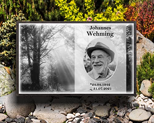 Pokal Center Westerheider Gedenktafel mit Foto und Text Urnengrabstein Gedenkstein mit personalisierter Gravur aus Schiefer Grabstein (30 x 20 cm) von Pokal Center Westerheider