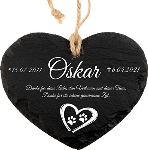 Pokal Center Westerheider Schieferherz mit personalisierter Gravur, Gedenkstein in Herzform mit Kordel, Tiergrabstein Hund Katze, Gedenktafel Tiere, 12 x 15 cm Pokal Center Westerheider Schieferherz mit personalisierter Gravur, Gedenkstein in Herzform mit Kordel, Tiergrabstein Hund Katze, Gedenktafel Tiere, 12 x 15 cm von Pokal Center Westerheider