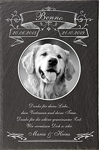 Pokal Center Westerheider Tiergrabstein mit Bild und Text, Gedenktafel mit personalisierter Gravur für Hunde, Katzen, Haustiere Gedenksteine aus Naturschiefer 30 x 20 cm Pokal Center Westerheider Tiergrabstein mit Bild und Text, Gedenktafel mit personalisierter Gravur für Hunde, Katzen, Haustiere Gedenksteine aus Naturschiefer 30 x 20 cm von Pokal Center Westerheider