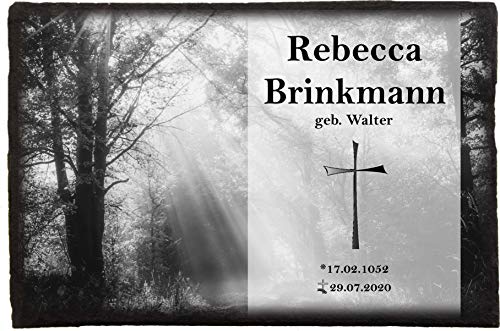 Urnengrabstein der Wald, Foto Grabsteine, Grabplatten mit personalisierter Lasergravur, 30cm x 20cm 100% witterungsbeständig, Naturschieferstein Urnengrabstein der Wald, Foto Grabsteine, Grabplatten mit personalisierter Lasergravur, 30cm x 20cm 100% witterungsbeständig, Naturschieferstein von Pokal Center Westerheider