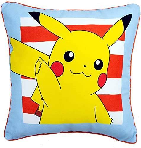 Pokemon Jump Quadratisches Kissen, Pikachu-Design, Gelb und Blau, offizielles Lizenzprodukt, wendbar, zweiseitiges Design, PKNJUMCU001UK von Pokémon