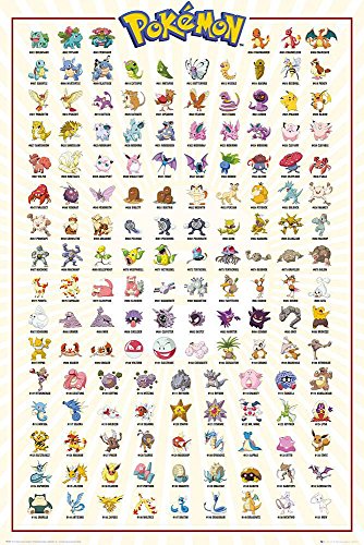 Pokémon Close Up Poster Charaktere (61 cm x 91,5 cm) + 2 St. transparente Posterleisten mit Aufhängung von Pokémon
