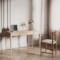 Eichen Schreibtisch Mit Zwei Massiven Schubladen, Mid Century Modern, Schreibtisch, Massivholz Tisch, Büro, Konsole von PokojscyStudio