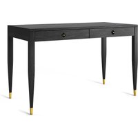 Schwarz Eiche Schreibtisch Mit Zwei Massiven Eichen Schubladen, Mid Century Modern, Schreibtisch, Massivholz Tisch, Büro, Konsole von PokojscyStudio